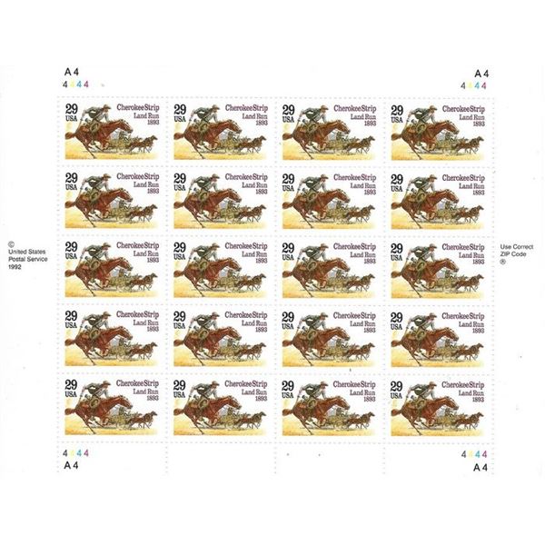1983 Cherokee Strip Land Run stamp sheet