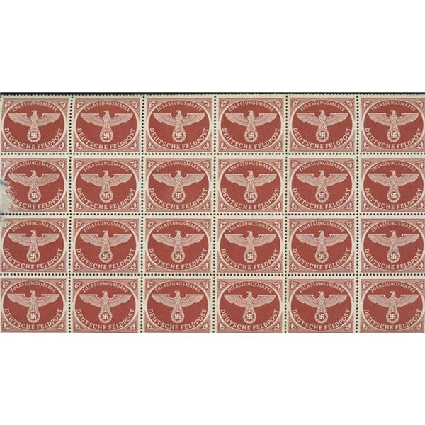 Third Reich Deutsche Feldpost Military Parcel Post Sheet of 24 stamps