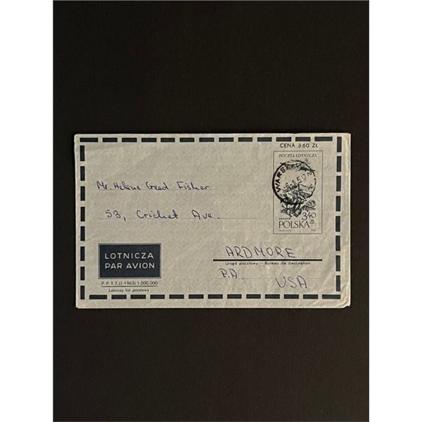 1957 Poland Stamped Airmail Envelope