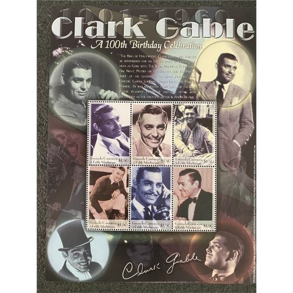 2001 Clark Gable 100th birthday celebration stamp sheet
