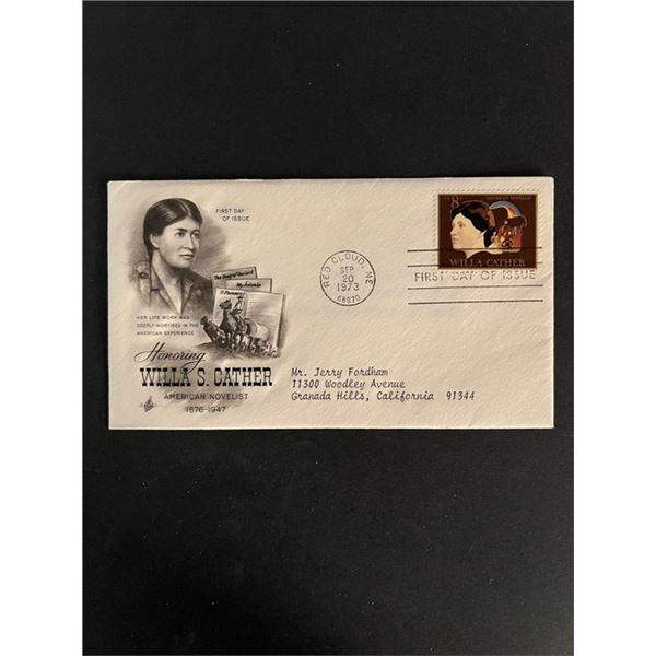 Willa S. Cather American Novelist First Day Cover