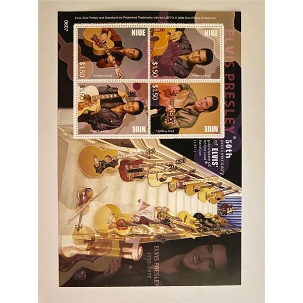 2006 stamp sheet honoring the 50th anniversary of Elvis Presley purchasing Graceland