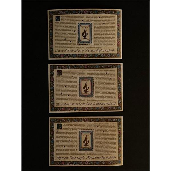Set of Three United Nations Commemorative Stamps