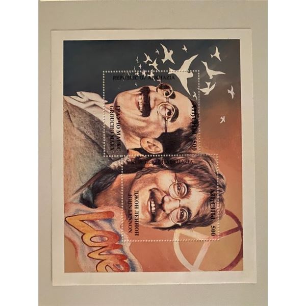 1995 Groucho Marx and John Lennon Republic of Abkhazia stamp sheet
