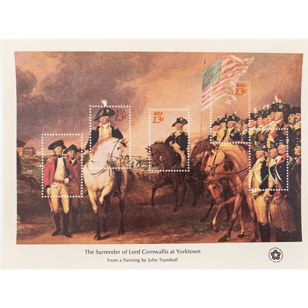 1976 Bicentennial Souvenir Stamp Sheet: The Surrender of Lord Cornwallis At Yorktown