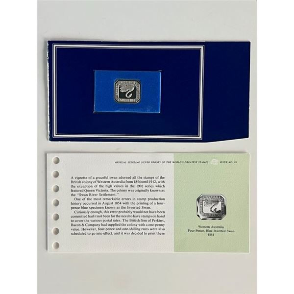 Franklin Mint Sterling Silver 1854 Australia Stamp Plaque Badge Worlds Greatest Stamps Issue NO 19
