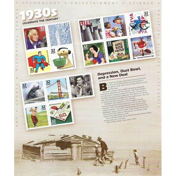 1930s Celebrate the Century Stamp Sheet