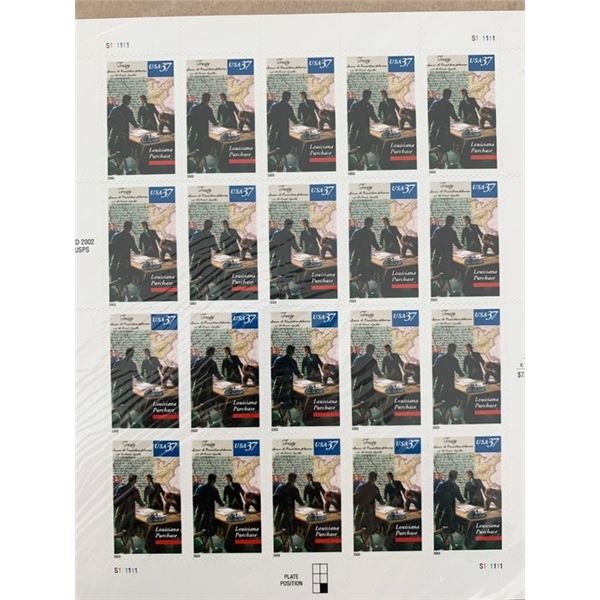 Louisiana Purchase- Bicentennial #3782 Pane of 20 x 37 cents US Postage Stamps by USPS