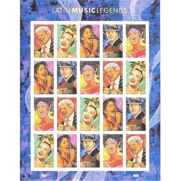 Latin Music Legends USA Stamp Sheet