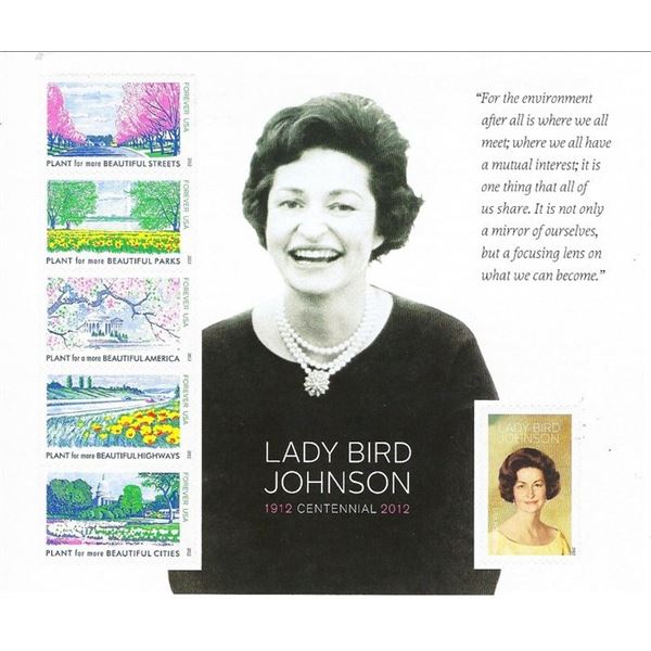 Lady Bird Johnson USA Stamp Sheet