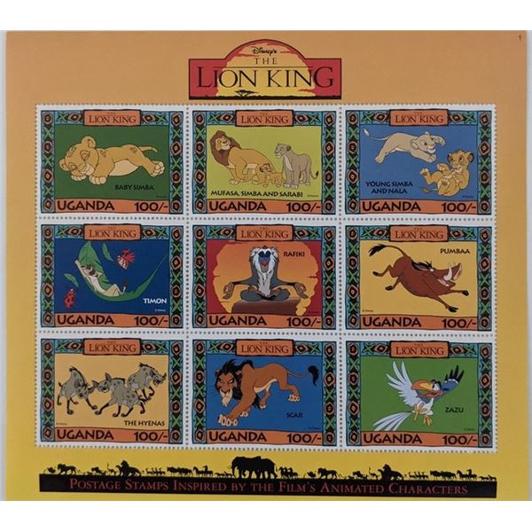 Disney's The Lion King Stamp Sheet - Uganda