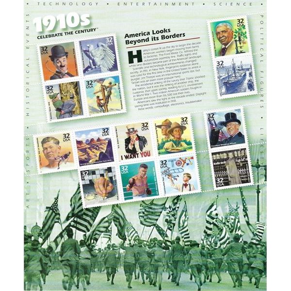 1910s Celebrate the Century Stamp Sheet