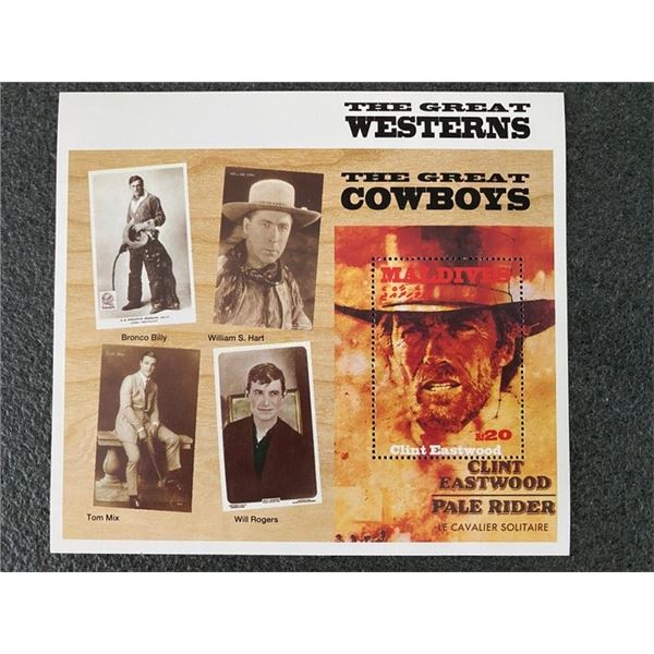 1992 Clint Eastwood souvenir stamp sheet celebrating The Great Westerns