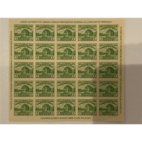1933 US Stamp #730 souvenir sheet, also known as "Farley's Follies