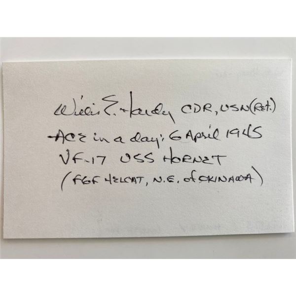 WWII Flying Ace Willis Hardy Signed Card