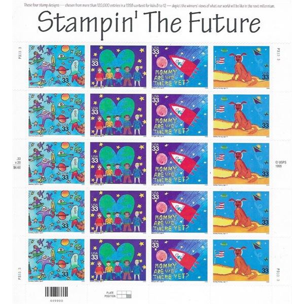 Stampin The Future stamp sheet 20 x 33 cent stamps