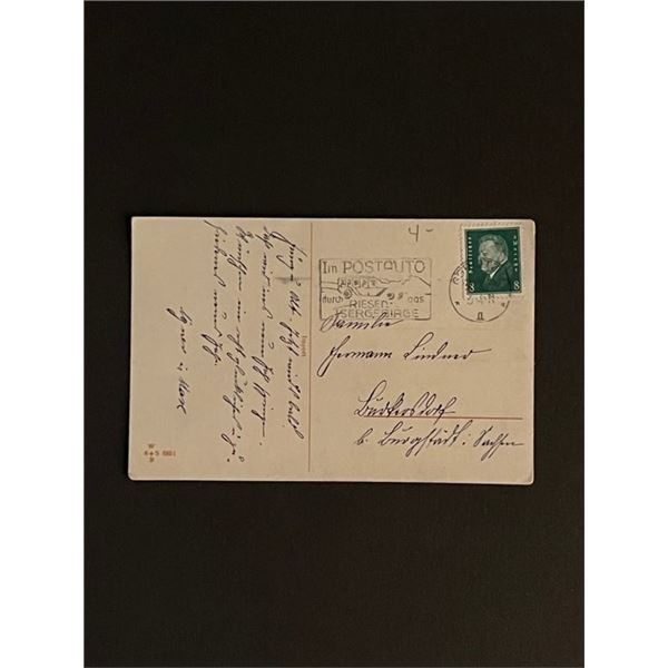 Vintage Postauto Stamped Postcard