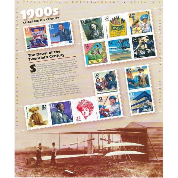 1900s Celebrate the Century Stamp Sheet