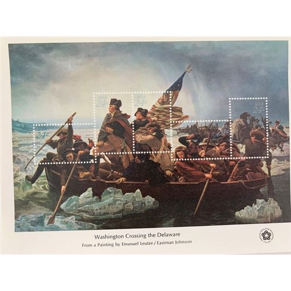 1976 Bicentennial Souvenir Stamp Sheet: Washington Crossing the Delaware