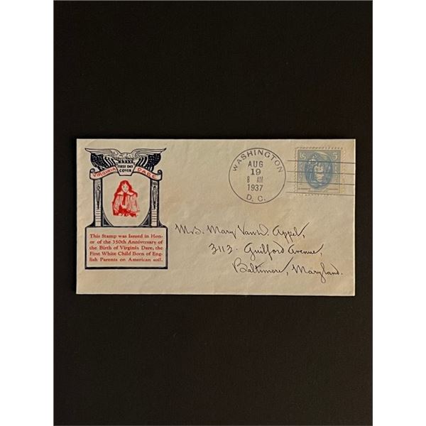 1937 Washington DC Virginia Dare First Day Cover