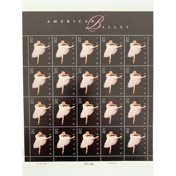 USPS American Ballet Sheet of Twenty 32 Cent Stamps Scott 3237