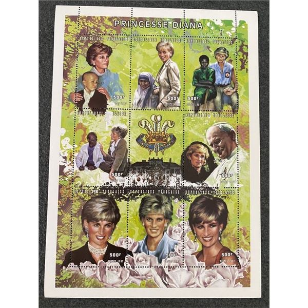 1997 Princess Diana commemorative postage stamp sheet