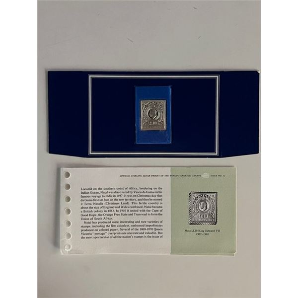 Franklin Mint Sterling Silver 1925 Ceylon Stamp Plaque Badge Worlds Greatest Stamps Issue NO 22