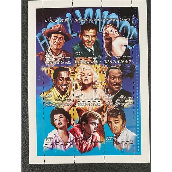 1997 Hollywood Film Stars stamp sheet