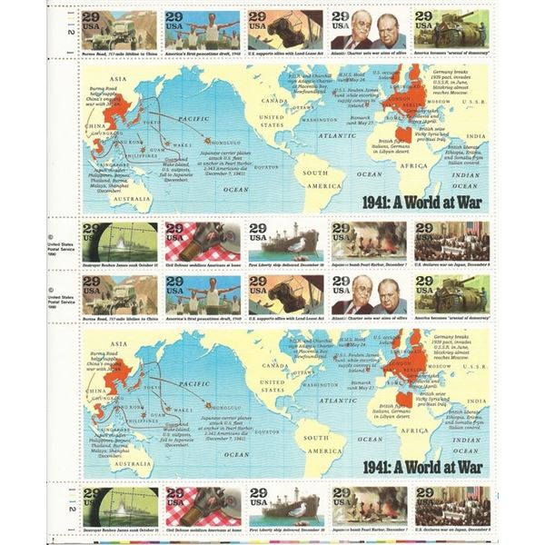 1941 WWII A World At War Stamps