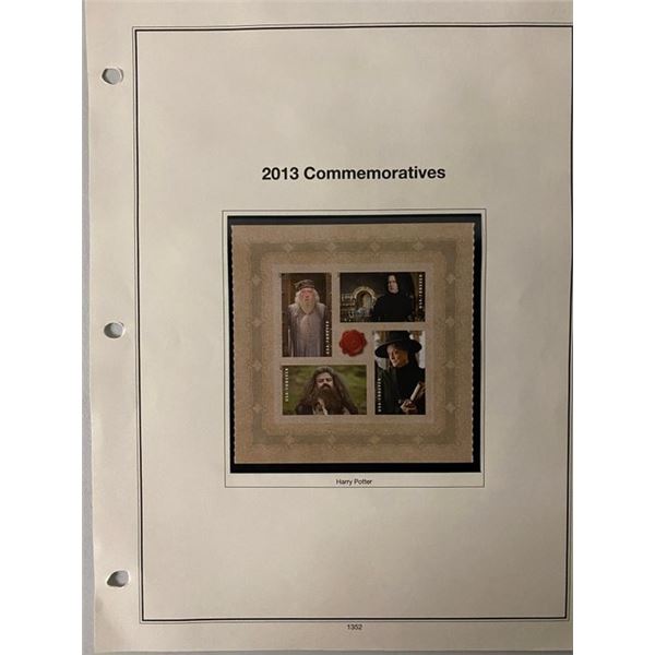 2013 commemorative stamp collection featuring Harry Potter themed Forever Stamps