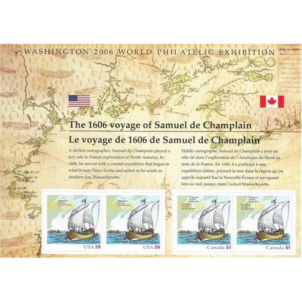 1606 Voyage of Samuel De Champlain collector's stamp sheet