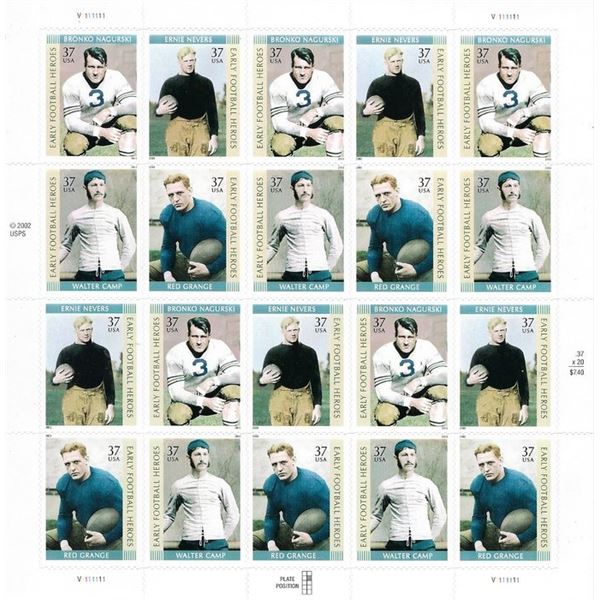 Early Football Heroes stamp sheet 20 x 37 cent stamps