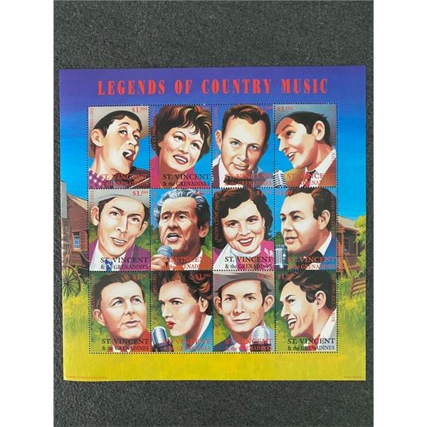 Legends of Country Music collectible stamp sheet