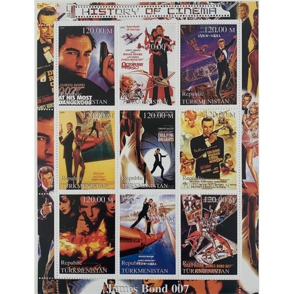 James Bond History of Cinema stamp sheet