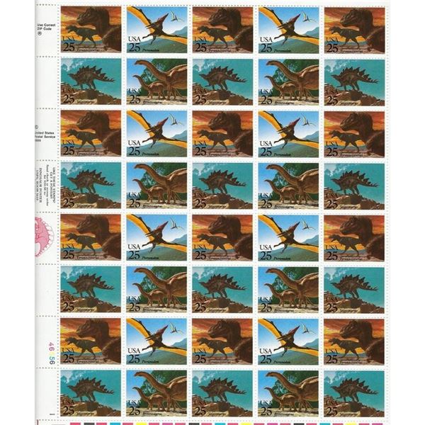 Dinosaur stamp sheet