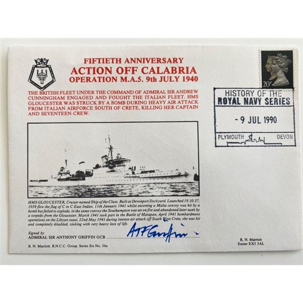 WWII 50th Anniversary Action Off Calabria Operation M.A.5 9th July 1940 Signed Commemorative Cover