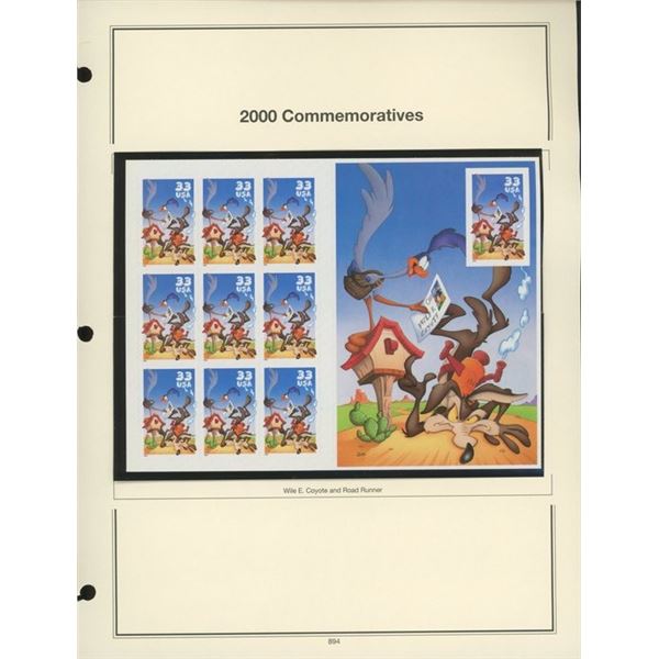 2000 Commemoratives:  Wile E. Coyote and Road Runner Stamp Sheet