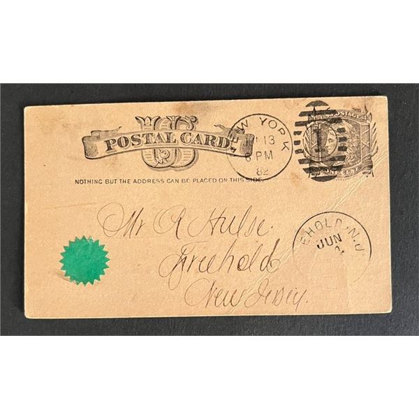 United States 1882 post card