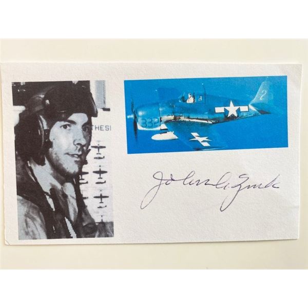 WWII Ace John Zink Signed Photo Card