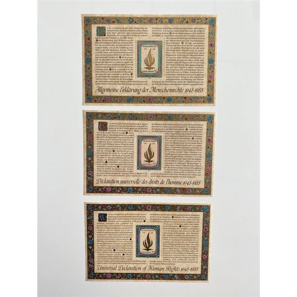 1988 United Nations set of 3 stamps