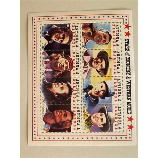 Country and Western musicians commemorative stamp sheet