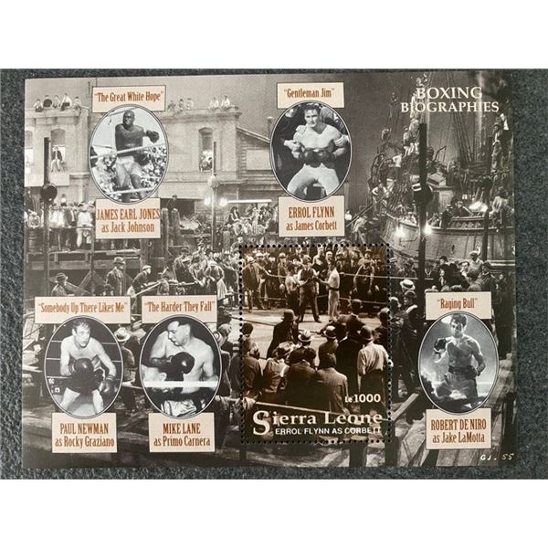 1993 Sierra Leone famous boxing movies souvenir stamp sheet