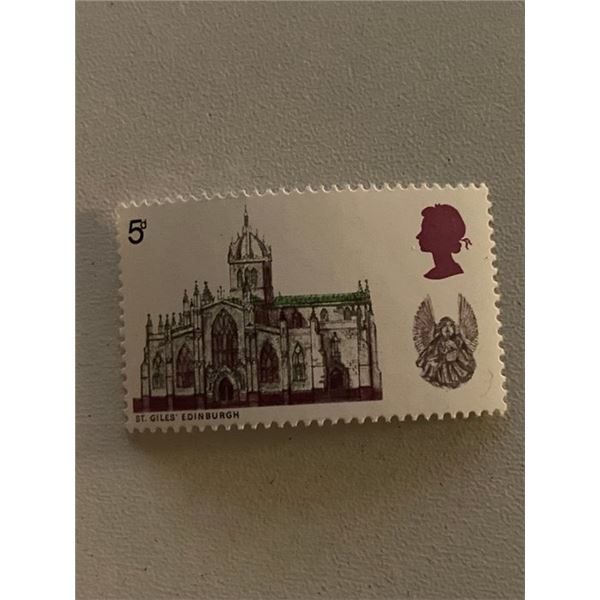 1969 British commemorative postage stamp depicting St. Giles' Cathedral in Edinburgh
