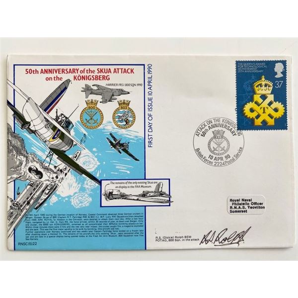 WWII 50th Anniversary of the Skua Attack on the Königsberg R.S. Rolph Signed Commemorative First Day
