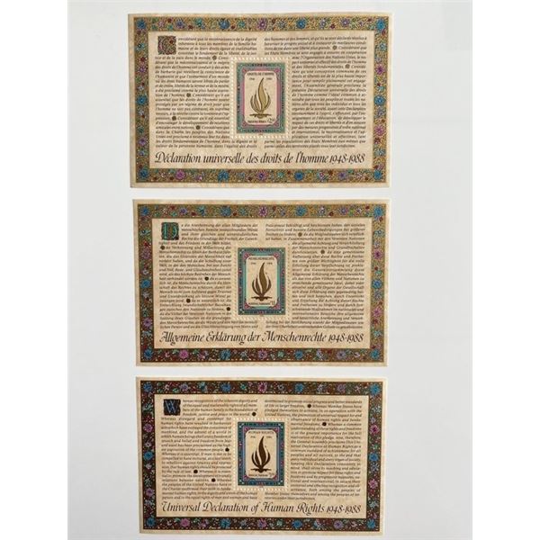 1988 United Nations set of 3 stamps