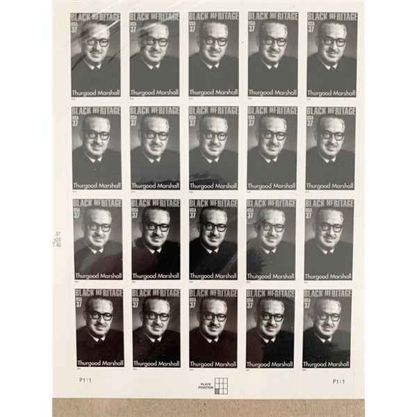 Thurgood Marshall - Black Heritage Sheet of Twenty 37 Cent Stamps Scott 3746 by USPS