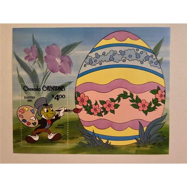 1981 Grenada Jiminy Cricket souvenir stamp sheet