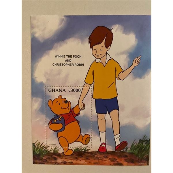 1996 Disney Ghana Winnie the Pooh souvenir stamp sheet
