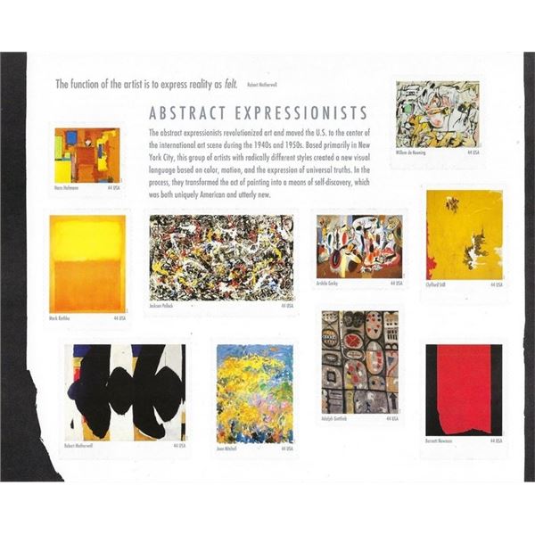 Abstract Expressionists collector's stamp sheet
