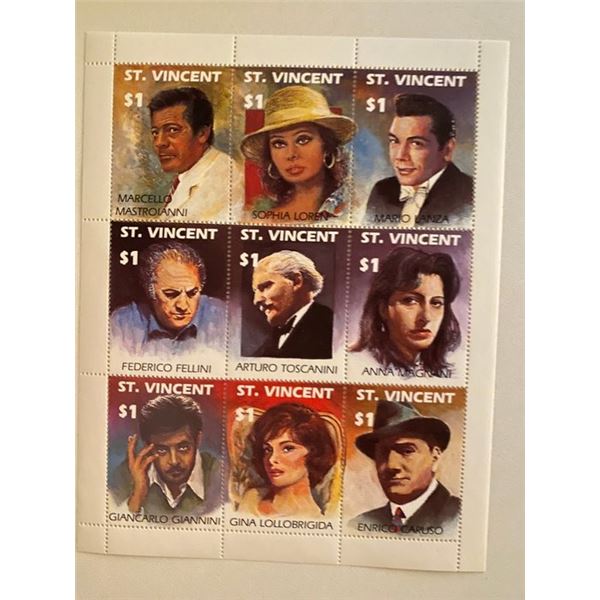 1991 Saint Vincent Famous Foreigners stamp sheet